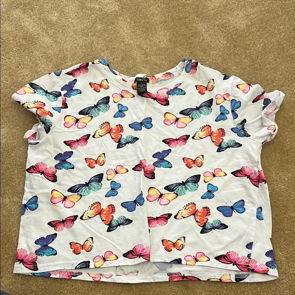 Colorful Butterfly Print Shirt